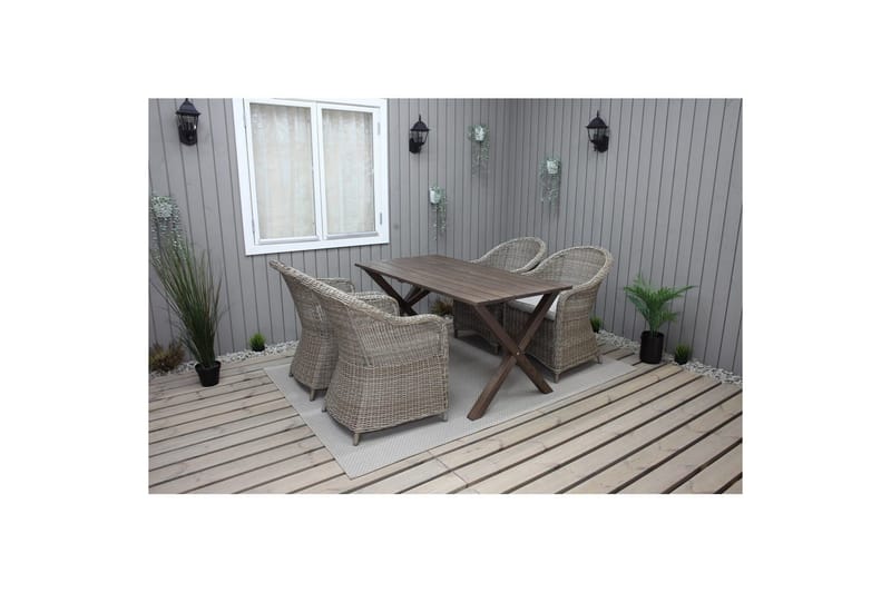 Utomhusmöbelgrupp 150 cm Bord & 4 Belize naturell stolar Brun - Brun - Utemöbler & utemiljö - Utegrupp - Matgrupp utomhus