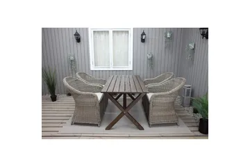 Utomhusmöbelgrupp 150 cm Bord & 4 Belize naturell stolar Brun - Brun - Utemöbler & utemiljö - Utegrupp - Matgrupp utomhus