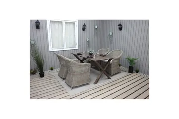 Utomhusmöbelgrupp 150 cm Bord & 4 Belize naturell stolar Brun - Brun - Utemöbler & utemiljö - Utegrupp - Matgrupp utomhus