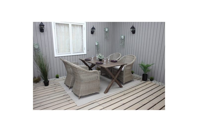 Utomhusmöbelgrupp 150 cm Bord & 4 Belize naturell stolar Brun - Brun - Utemöbler & utemiljö - Utegrupp - Matgrupp utomhus