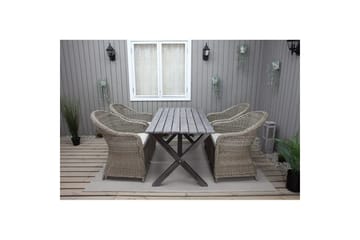 Utomhusmöbelgrupp 150 cm Bord & 4 Belize naturell stolar Grå - Grå - Utemöbler & utemiljö - Utegrupp - Matgrupp utomhus