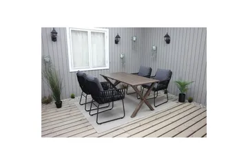 Utomhusmöbelgrupp 150 cm Bord & 4 Levanto grå stolar Brun - Brun - Utemöbler & utemiljö - Utegrupp - Matgrupp utomhus