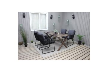 Utomhusmöbelgrupp 150 cm Bord & 4 Levanto grå stolar Brun - Brun - Utemöbler & utemiljö - Utegrupp - Matgrupp utomhus