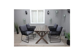 Utomhusmöbelgrupp 150 cm Bord & 4 Levanto grå stolar Brun - Brun - Utemöbler & utemiljö - Utegrupp - Matgrupp utomhus