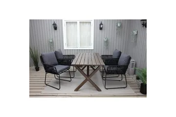 Utomhusmöbelgrupp 150 cm Bord & 4 Levanto grå stolar Brun - Brun - Utemöbler & utemiljö - Utegrupp - Matgrupp utomhus