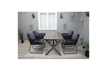 Utomhusmöbelgrupp 150 cm Bord & 4 Levanto grå stolar Brun - Brun - Utemöbler & utemiljö - Utegrupp - Matgrupp utomhus