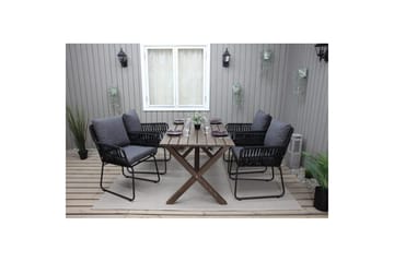 Utomhusmöbelgrupp 150 cm Bord & 4 Levanto grå stolar Brun - Brun - Utemöbler & utemiljö - Utegrupp - Matgrupp utomhus
