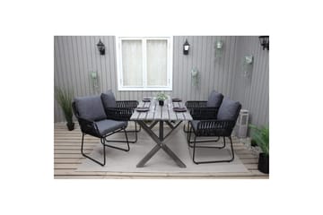 Utomhusmöbelgrupp 150 cm Bord & 4 Levanto grå stolar Grå - Grå - Utemöbler & utemiljö - Utegrupp - Matgrupp utomhus