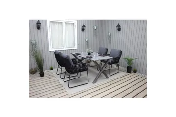 Utomhusmöbelgrupp 150 cm Bord & 4 Levanto grå stolar Grå - Grå - Utemöbler & utemiljö - Utegrupp - Matgrupp utomhus