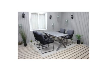 Utomhusmöbelgrupp 150 cm Bord & 4 Levanto grå stolar Grå - Grå - Utemöbler & utemiljö - Utegrupp - Matgrupp utomhus