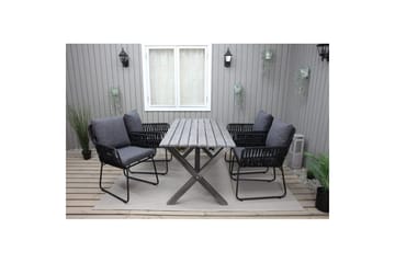 Utomhusmöbelgrupp 150 cm Bord & 4 Levanto grå stolar Grå - Grå - Utemöbler & utemiljö - Utegrupp - Matgrupp utomhus