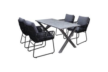 Utomhusmöbelgrupp 150 cm Bord & 4 Levanto grå stolar Grå