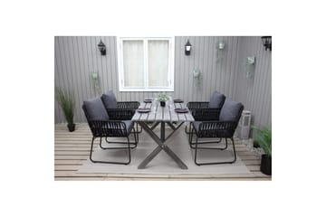 Utomhusmöbelgrupp 150 cm Bord & 4 Levanto grå stolar Grå - Grå - Utemöbler & utemiljö - Utegrupp - Matgrupp utomhus