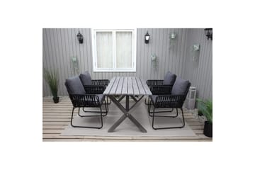 Utomhusmöbelgrupp 150 cm Bord & 4 Levanto grå stolar Grå - Grå - Utemöbler & utemiljö - Utegrupp - Matgrupp utomhus