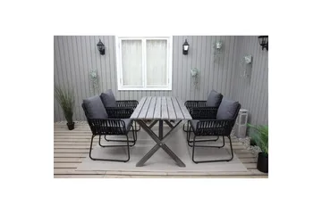 Utomhusmöbelgrupp 150 cm Bord & 4 Levanto grå stolar Grå - Grå - Utemöbler & utemiljö - Utegrupp - Matgrupp utomhus