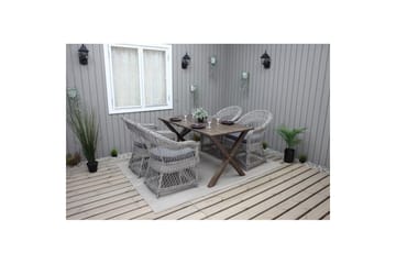 Utomhusmöbelgrupp 150 cm Bord & 4 Merida grå stolar Brun - Brun - Utemöbler & utemiljö - Utegrupp - Matgrupp utomhus