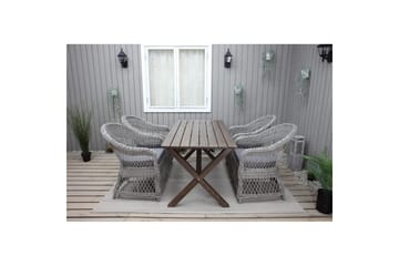 Utomhusmöbelgrupp 150 cm Bord & 4 Merida grå stolar Brun - Brun - Utemöbler & utemiljö - Utegrupp - Matgrupp utomhus