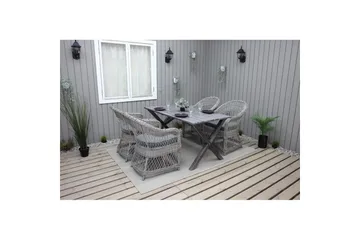 Utomhusmöbelgrupp 150 cm Bord & 4 Merida grå stolar Grå - Grå - Utemöbler & utemiljö - Utegrupp - Matgrupp utomhus