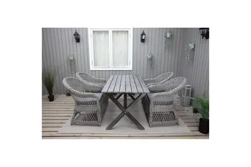 Utomhusmöbelgrupp 150 cm Bord & 4 Merida grå stolar Grå - Grå - Utemöbler & utemiljö - Utegrupp - Matgrupp utomhus