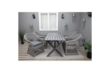 Utomhusmöbelgrupp 150 cm Bord & 4 Merida grå stolar Grå - Grå - Utemöbler & utemiljö - Utegrupp - Matgrupp utomhus