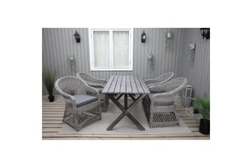 Utomhusmöbelgrupp 150 cm Bord & 4 Merida grå stolar Grå - Grå - Utemöbler & utemiljö - Utegrupp - Matgrupp utomhus