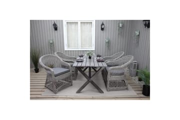 Utomhusmöbelgrupp 150 cm Bord & 4 Merida grå stolar Grå - Grå - Utemöbler & utemiljö - Utegrupp - Matgrupp utomhus