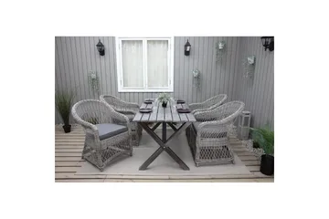 Utomhusmöbelgrupp 150 cm Bord & 4 Merida grå stolar Grå - Grå - Utemöbler & utemiljö - Utegrupp - Matgrupp utomhus