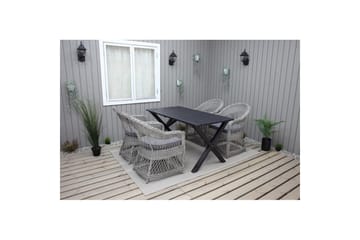 Utomhusmöbelgrupp 150 cm Bord & 4 Merida grå stolar Svart - Svart - Utemöbler & utemiljö - Utegrupp - Matgrupp utomhus