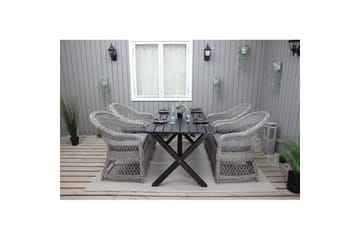 Utomhusmöbelgrupp 150 cm Bord & 4 Merida grå stolar Svart - Svart - Utemöbler & utemiljö - Utegrupp - Matgrupp utomhus
