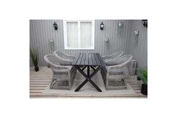 Utomhusmöbelgrupp 150 cm Bord & 4 Merida grå stolar Svart - Svart - Utemöbler & utemiljö - Utegrupp - Matgrupp utomhus