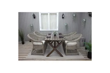 Utomhusmöbelgrupp 150 cm Bord & 4 Merida naturell stolar Brun - Brun - Utemöbler & utemiljö - Utegrupp - Matgrupp utomhus