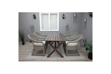 Utomhusmöbelgrupp 150 cm Bord & 4 Merida naturell stolar Brun - Brun - Utemöbler & utemiljö - Utegrupp - Matgrupp utomhus