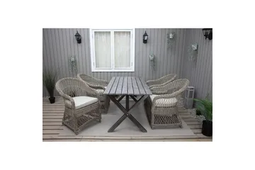 Utomhusmöbelgrupp 150 cm Bord & 4 Merida naturell stolar Grå - Grå - Utemöbler & utemiljö - Utegrupp - Matgrupp utomhus