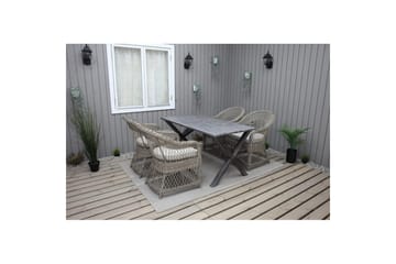 Utomhusmöbelgrupp 150 cm Bord & 4 Merida naturell stolar Grå - Grå - Utemöbler & utemiljö - Utegrupp - Matgrupp utomhus