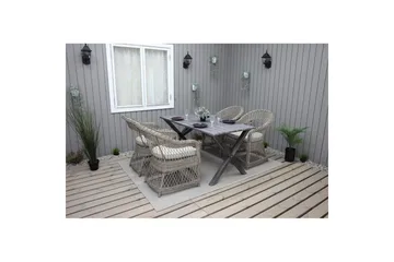 Utomhusmöbelgrupp 150 cm Bord & 4 Merida naturell stolar Grå - Grå - Utemöbler & utemiljö - Utegrupp - Matgrupp utomhus