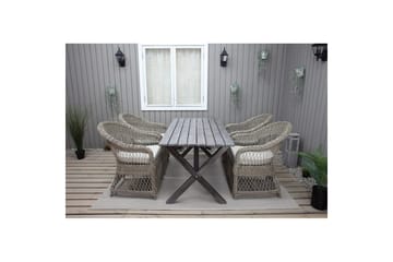 Utomhusmöbelgrupp 150 cm Bord & 4 Merida naturell stolar Grå - Grå - Utemöbler & utemiljö - Utegrupp - Matgrupp utomhus