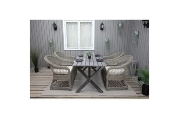 Utomhusmöbelgrupp 150 cm Bord & 4 Merida naturell stolar Grå - Grå - Utemöbler & utemiljö - Utegrupp - Matgrupp utomhus