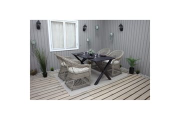 Utomhusmöbelgrupp 150 cm Bord & 4 Merida naturell stolar Svart - Svart - Utemöbler & utemiljö - Utegrupp - Matgrupp utomhus