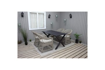 Utomhusmöbelgrupp 150 cm Bord & 4 Merida naturell stolar Svart - Svart - Utemöbler & utemiljö - Utegrupp - Matgrupp utomhus