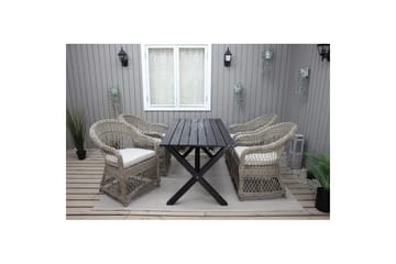 Utomhusmöbelgrupp 150 cm Bord & 4 Merida naturell stolar Svart - Svart - Utemöbler & utemiljö - Utegrupp - Matgrupp utomhus