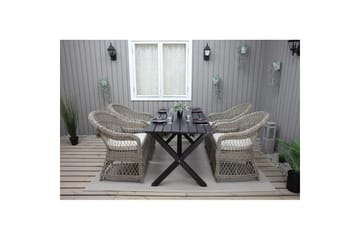 Utomhusmöbelgrupp 150 cm Bord & 4 Merida naturell stolar Svart - Svart - Utemöbler & utemiljö - Utegrupp - Matgrupp utomhus