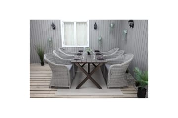 Utomhusmöbelgrupp 190 cm Bord & 6 Belize grå stolar Brun - Brun - Utemöbler & utemiljö - Utegrupp - Matgrupp utomhus