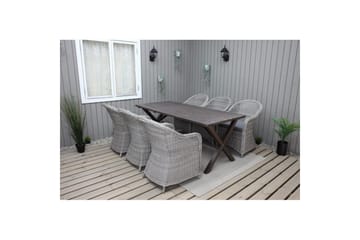 Utomhusmöbelgrupp 190 cm Bord & 6 Belize grå stolar Brun - Brun - Utemöbler & utemiljö - Utegrupp - Matgrupp utomhus