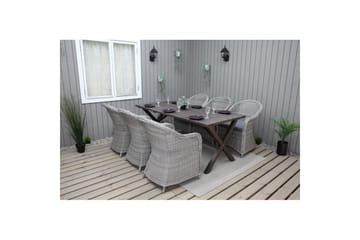 Utomhusmöbelgrupp 190 cm Bord & 6 Belize grå stolar Brun - Brun - Utemöbler & utemiljö - Utegrupp - Matgrupp utomhus