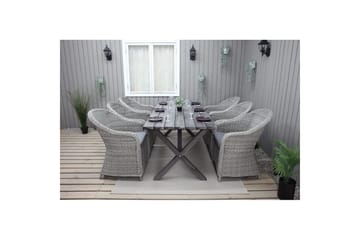 Utomhusmöbelgrupp 190 cm Bord & 6 Belize grå stolar Grå - Grå - Utemöbler & utemiljö - Utegrupp - Matgrupp utomhus