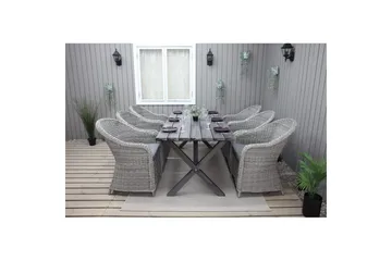 Utomhusmöbelgrupp 190 cm Bord & 6 Belize grå stolar Grå - Grå - Utemöbler & utemiljö - Utegrupp - Matgrupp utomhus