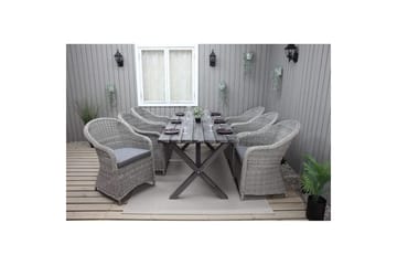 Utomhusmöbelgrupp 190 cm Bord & 6 Belize grå stolar Grå - Grå - Utemöbler & utemiljö - Utegrupp - Matgrupp utomhus