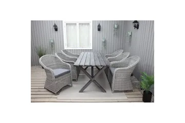 Utomhusmöbelgrupp 190 cm Bord & 6 Belize grå stolar Grå - Grå - Utemöbler & utemiljö - Utegrupp - Matgrupp utomhus