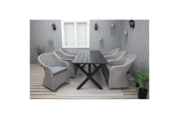 Utomhusmöbelgrupp 190 cm Bord & 6 Belize grå stolar Svart - Svart - Utemöbler & utemiljö - Utegrupp - Matgrupp utomhus