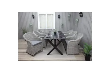 Utomhusmöbelgrupp 190 cm Bord & 6 Belize grå stolar Svart - Svart - Utemöbler & utemiljö - Utegrupp - Matgrupp utomhus